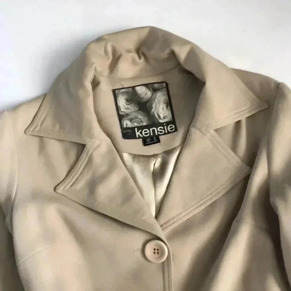 Lightweight Kensie tan bell sleeve 3 button belted trench jacket M - Picture 3 of 6